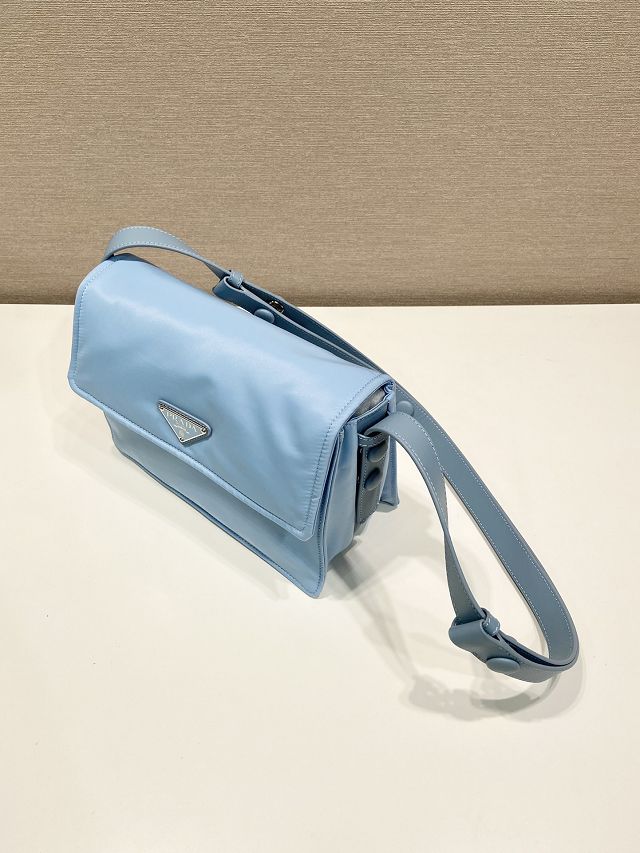 Prada original nylon traveller small shoulder bag 1BD258 blue