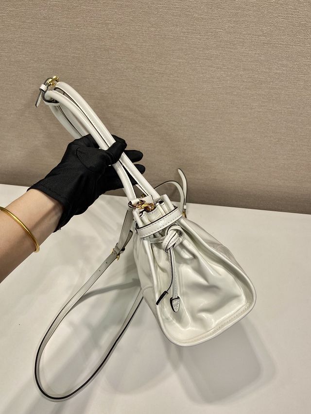 Prada original calfskin bonnie medium tote bag 1BA426 white
