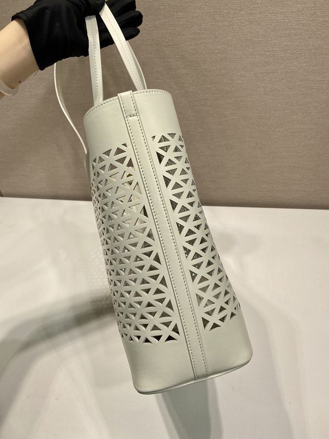 Prada original calfskin medium tote bag 1BG503 white