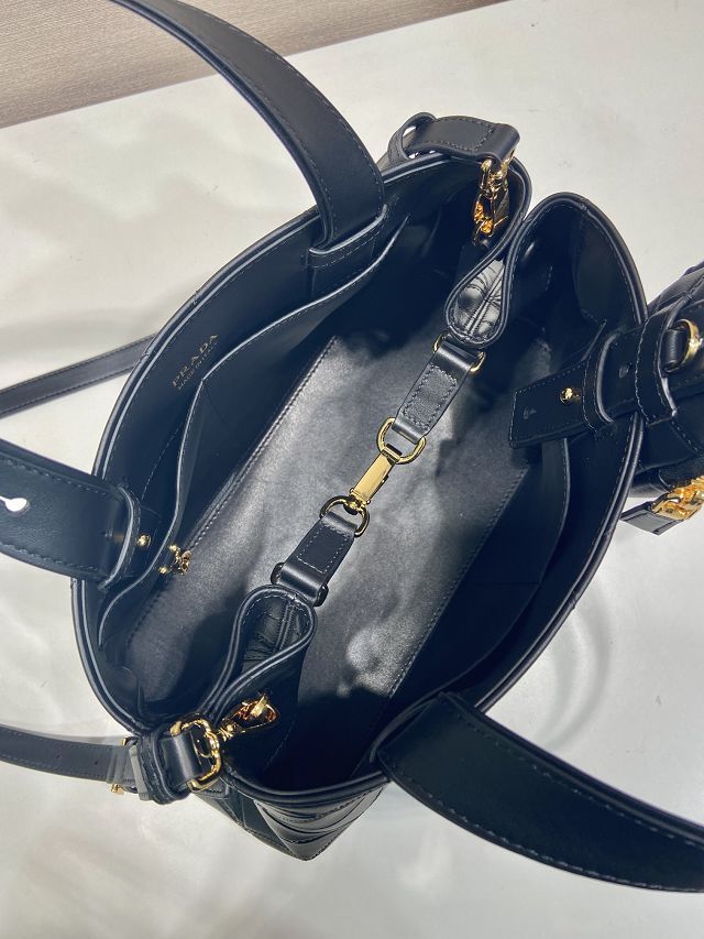 Prada original calfskin medium tote bag 1BG545 black 