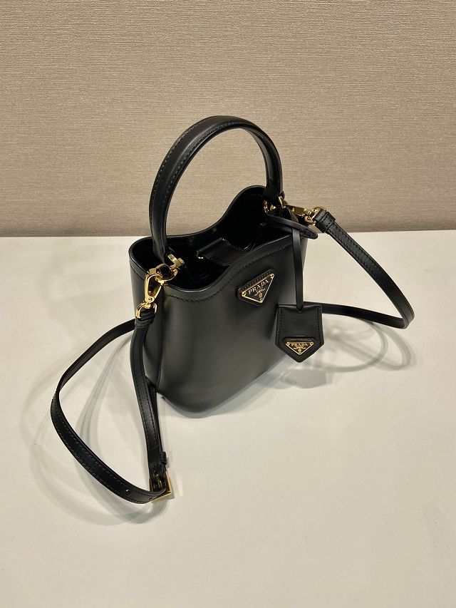 Prada original calfskin mini bucket bag 1BA373 black
