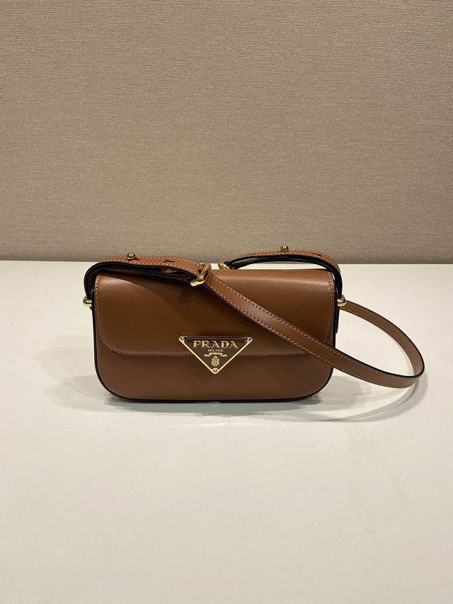 Prada original calfskin mini shoulder bag 1BD339 brown