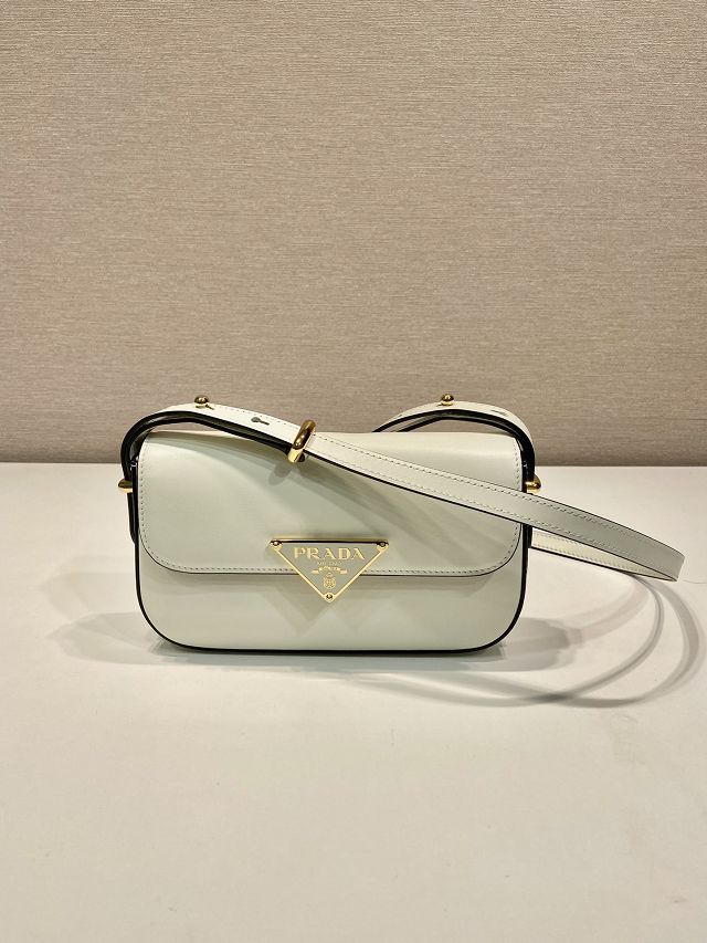 Prada original calfskin mini shoulder bag 1BD339 white