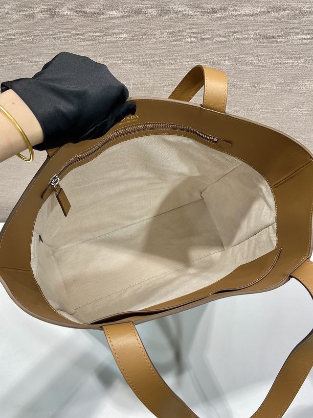 Prada original calfskin tote bag 2VG122 caramel