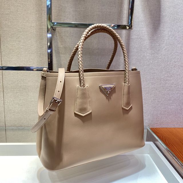 Prada original soft calfskin galleria large bag 1BG775 beige