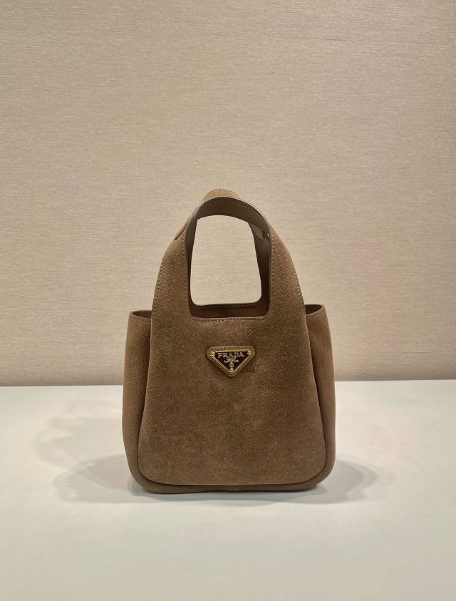 Prada original suede mini tote bag 1BA349 brown
