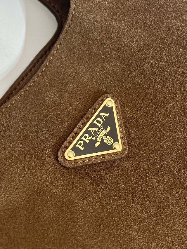 Prada original suede small tote bag 1BG335 brown