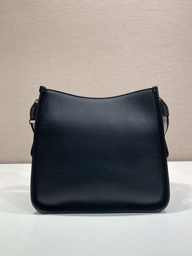 Prada original calfskin large shoulder bag 1BC073 black