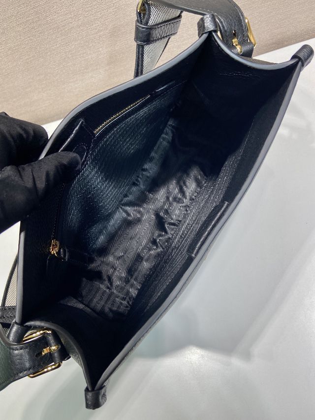 Prada original calfskin large shoulder bag 1BC073 black