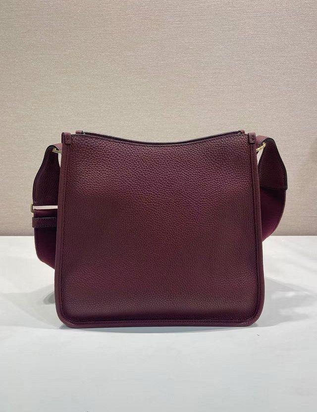 Prada original calfskin large shoulder bag 1BC073 burgundy