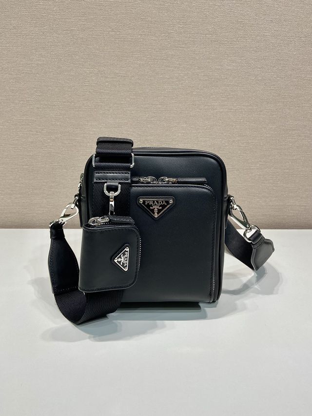 Prada original calfskin mini shoulder bag 2VH168 black