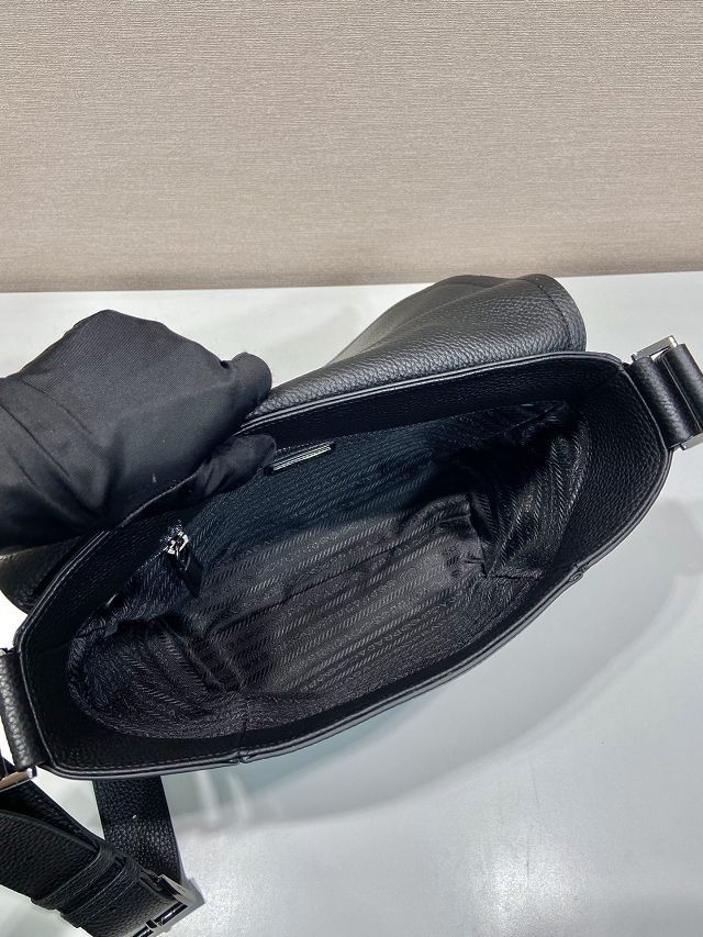 Prada original calfskin small shoulder bag 2VD056 black