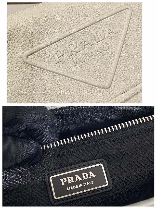 Prada original calfskin small shoulder bag 2VD056 white