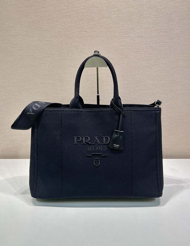 Prada original canvas jardiniere large handbag 2VG131 black