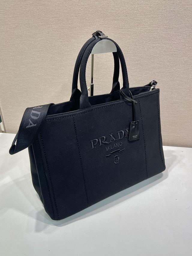 Prada original canvas jardiniere large handbag 2VG131 black