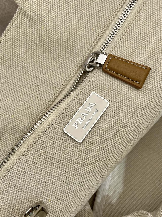 Prada original canvas jardiniere large handbag 2VG131 white