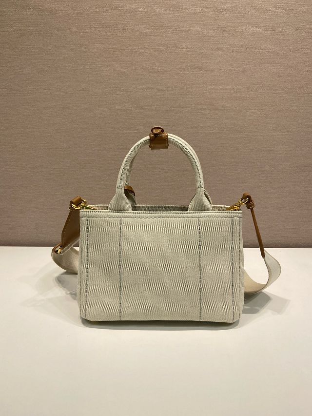 Prada original canvas jardiniere mini handbag 1BA038 white