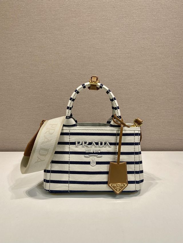 Prada original canvas jardiniere mini handbag 1BA038 white&blue