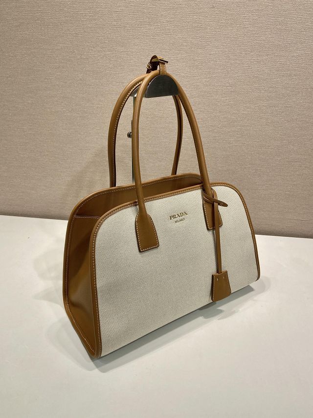 Prada original canvas top handle bag 1BG572 brown
