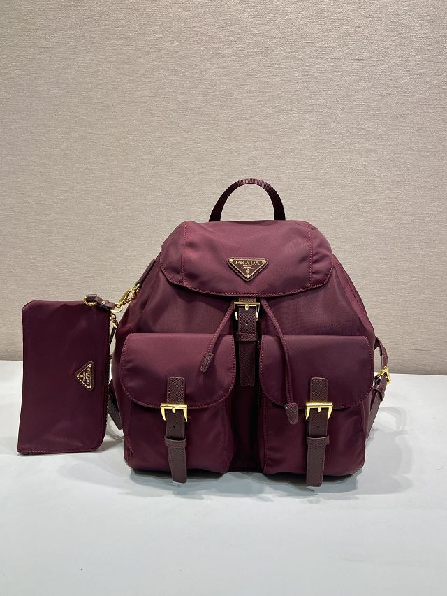 Prada original nylon medium backpack 1BZ811 burgundy