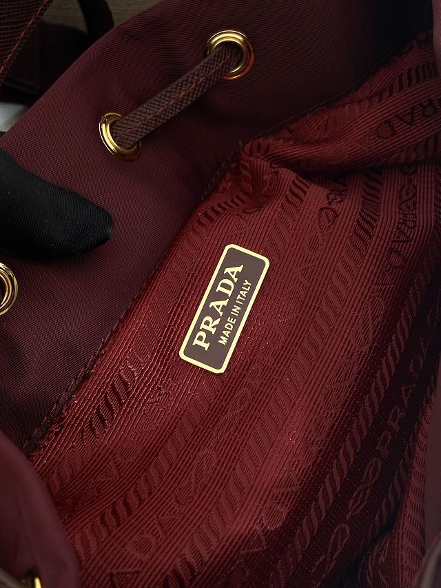 Prada original nylon mini backpack 1BH038 burgundy