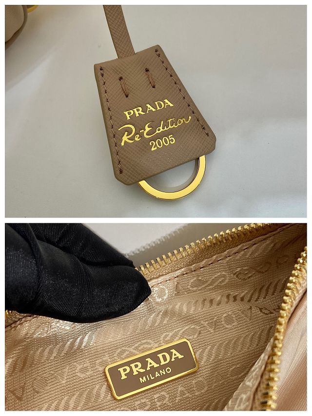 Prada original nylon re-edition 2005 hobo bag 1BH204 apricot