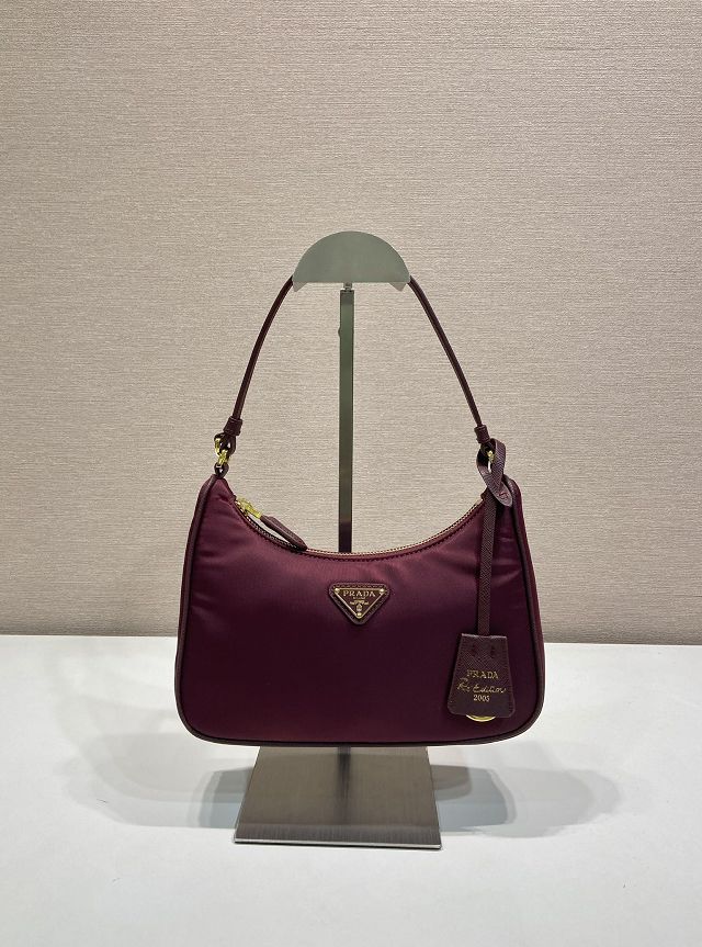 Prada original nylon re-edition 2005 mini bag 1N204M burgundy