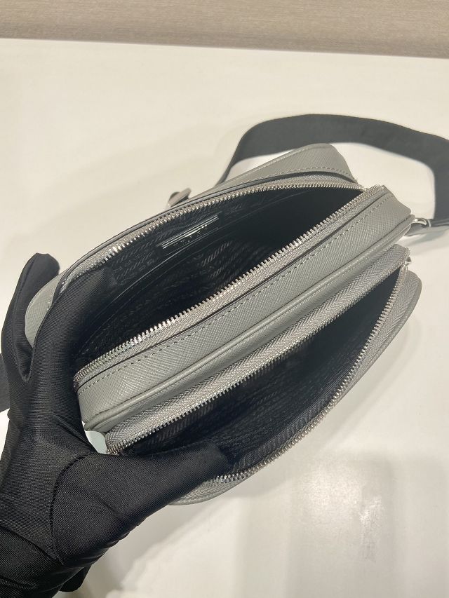 Prada original saffiano calfskin small shoulder bag 2VH170 grey