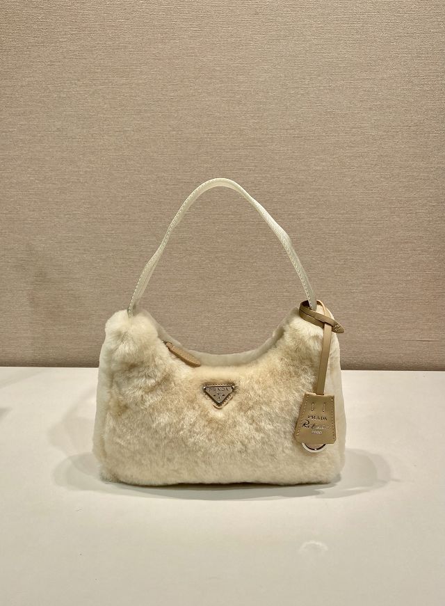 Prada original shearling re-edition 2000 mini bag 1NE515 beige