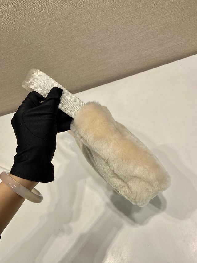 Prada original shearling re-edition 2000 mini bag 1NE515 beige