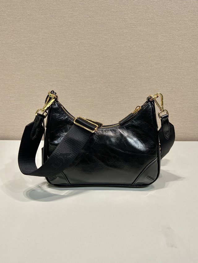 Prada original shiny calfskin re-edition mini bag 1BC204A black