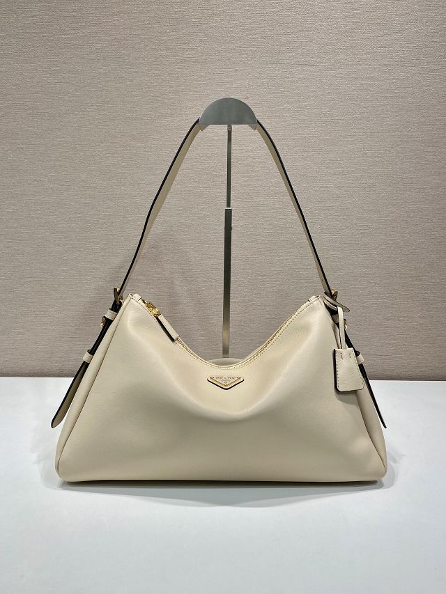 Prada original soft calfskin aimee large shoulder bag 1BC228 beige