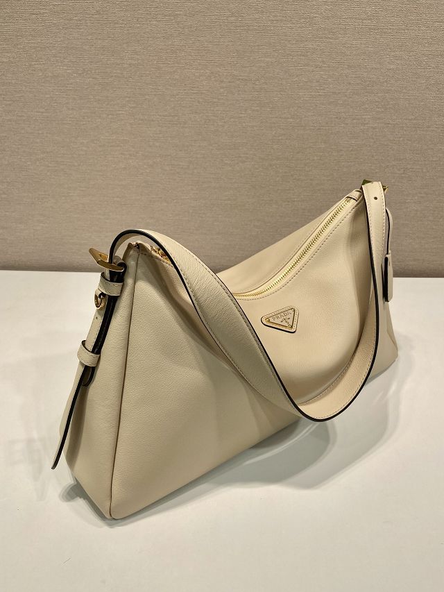Prada original soft calfskin aimee large shoulder bag 1BC228 beige