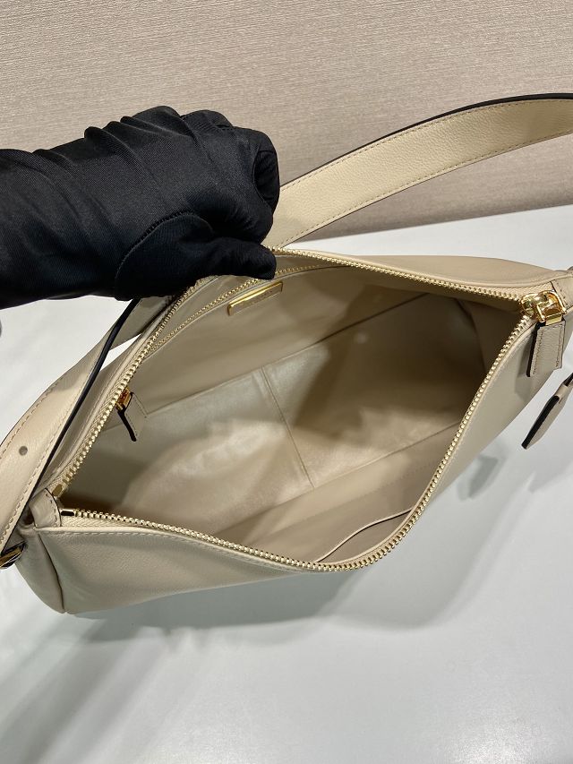 Prada original soft calfskin aimee large shoulder bag 1BC228 beige