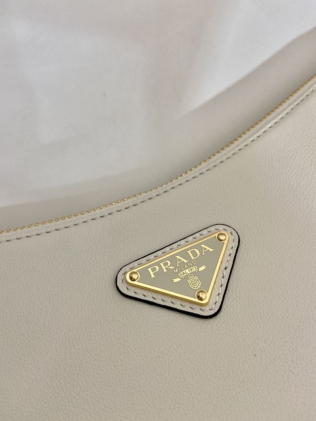 Prada original soft calfskin aimee large shoulder bag 1BC228 white