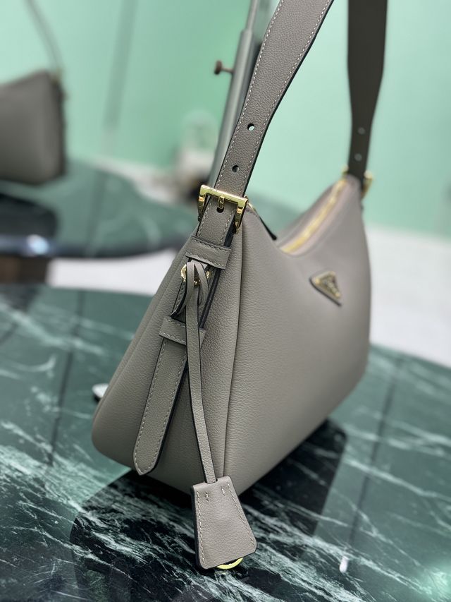 Prada original soft calfskin aimee medium shoulder bag 1BC229 grey