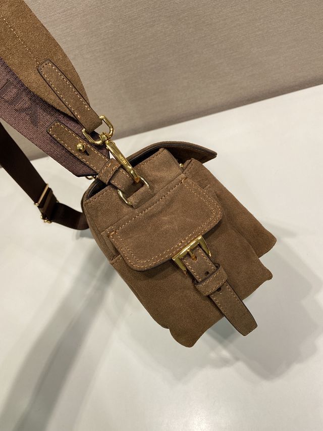 Prada original suede explore medium shoulder bag 1BD394 brown