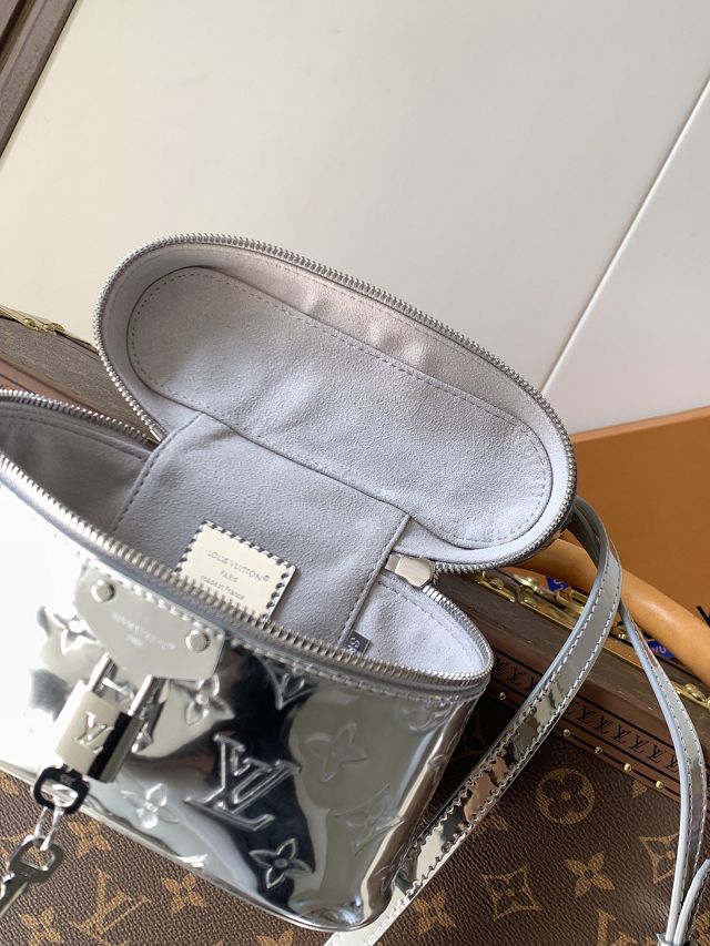 Louis vuitton original miroir canvas vanity chain pouch M26097 silver