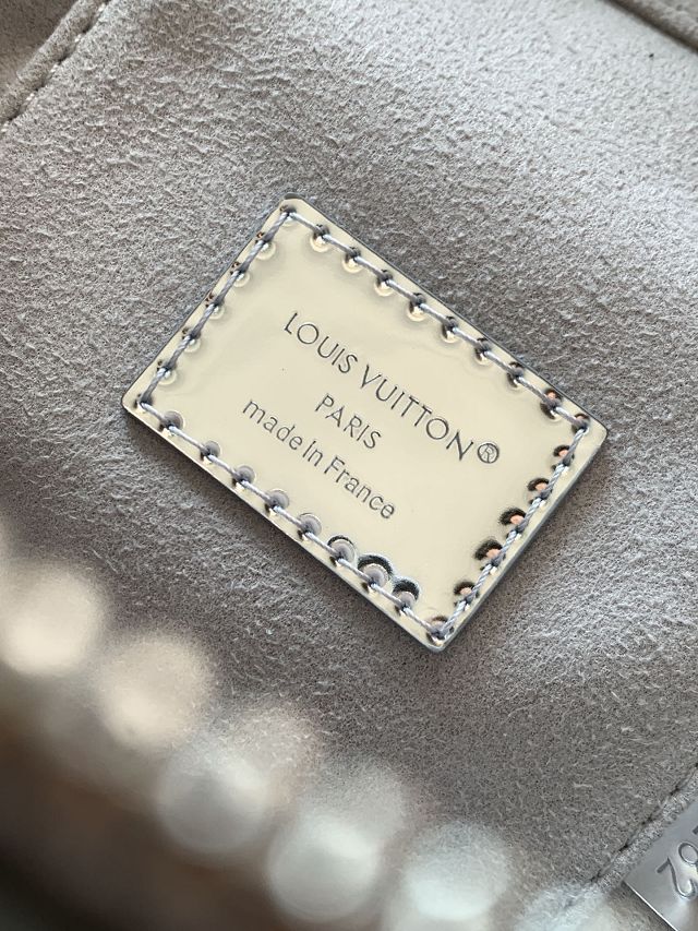Louis vuitton original miroir canvas vanity chain pouch M26097 silver