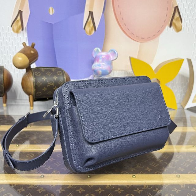 Louis vuitton original calfskin boarding messenger bag M15260 navy blue