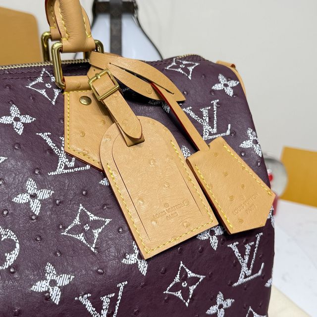 Louis vuitton original ostrich calfskin speedy P9 40 N85703 burgundy