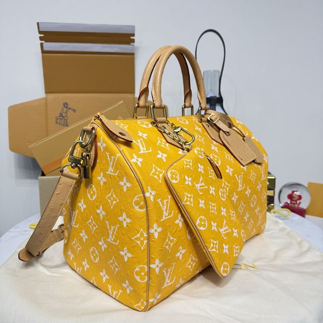 Louis vuitton original ostrich calfskin speedy P9 40 N85703 yellow