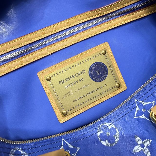 Louis vuitton original ostrich calfskin speedy P9 40 N87523 blue