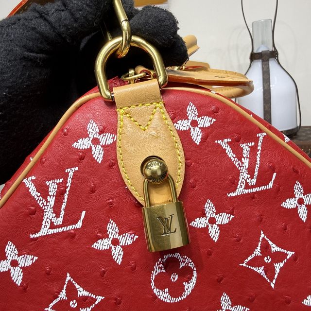 Louis vuitton original ostrich calfskin speedy P9 40 N87523 red