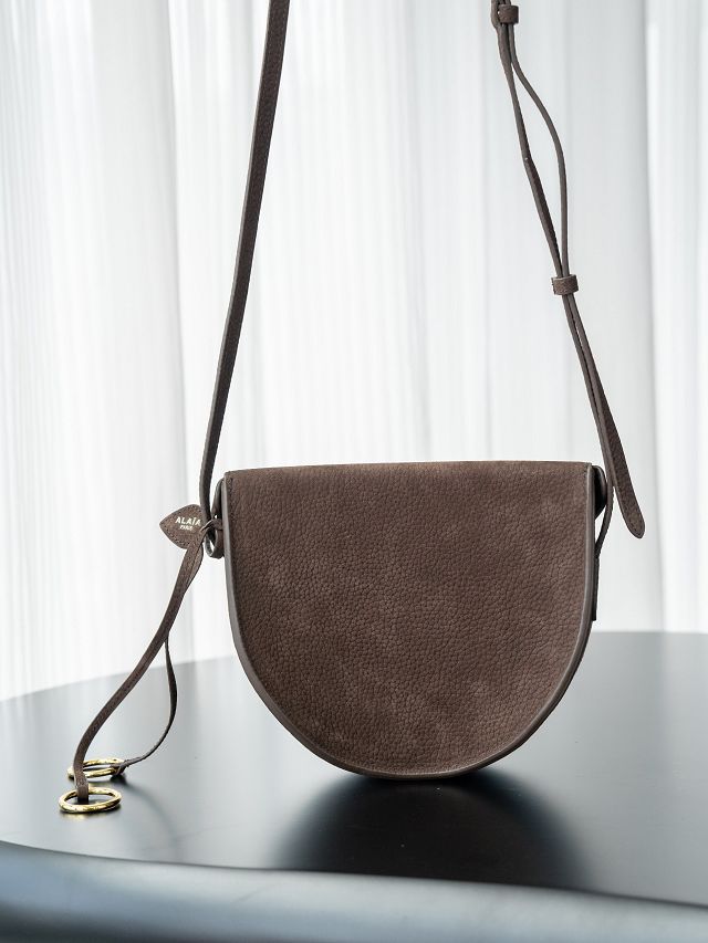 Alaia original nubuck calfskin hip bag AL0001 dark brown