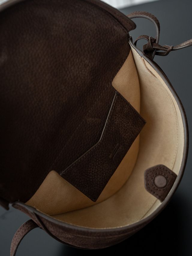 Alaia original nubuck calfskin hip bag AL0001 dark brown