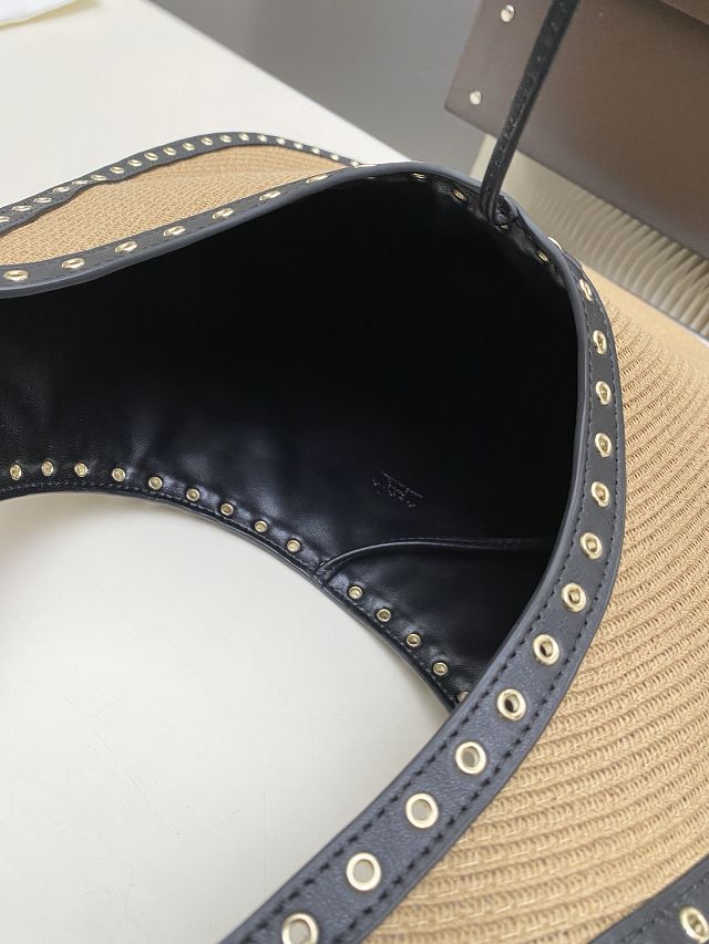 Alaia original raffia shoulder bag AL0009 beige