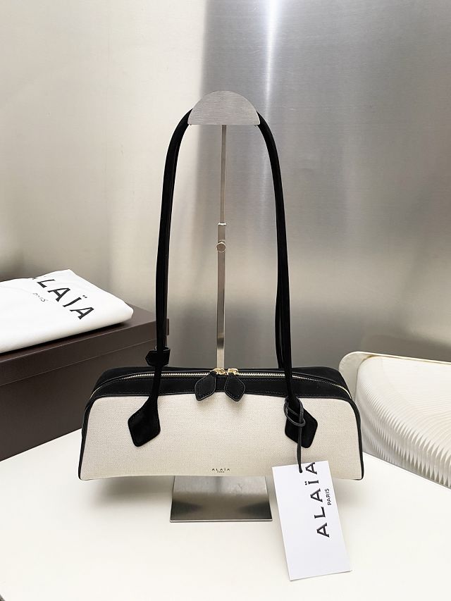 Alaia original canvas le teckel medium bag AL0024 black