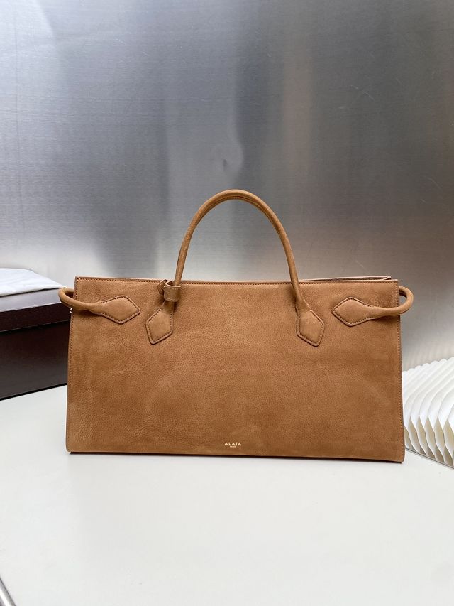 Alaia original nubuck calfskin large le teckel tote bag AL0015 brown