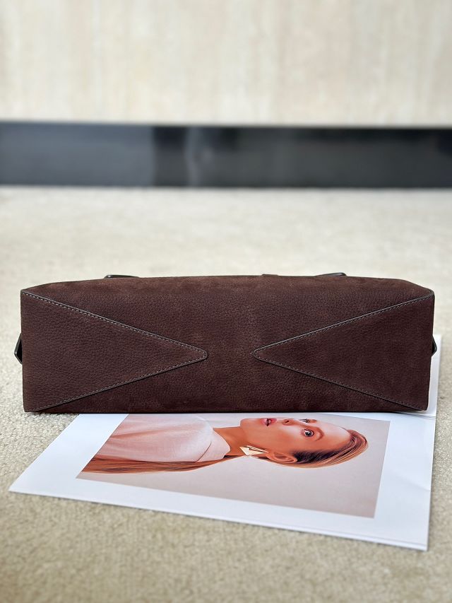 Alaia original nubuck calfskin le teckel medium bag AL0024 dark brown